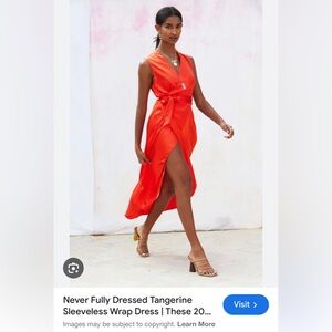 Never Fully Dressed Tangerine Sleeveless Wrap Dress